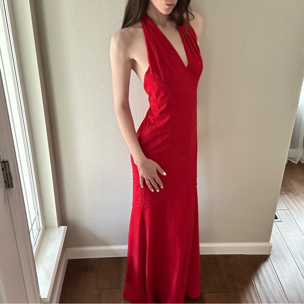 Tadashi Shoji Rhinestone Lava Gown